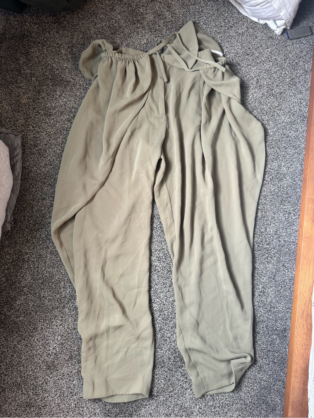 Aritzia Babaton Olive Green Wide-Leg Women's Pants